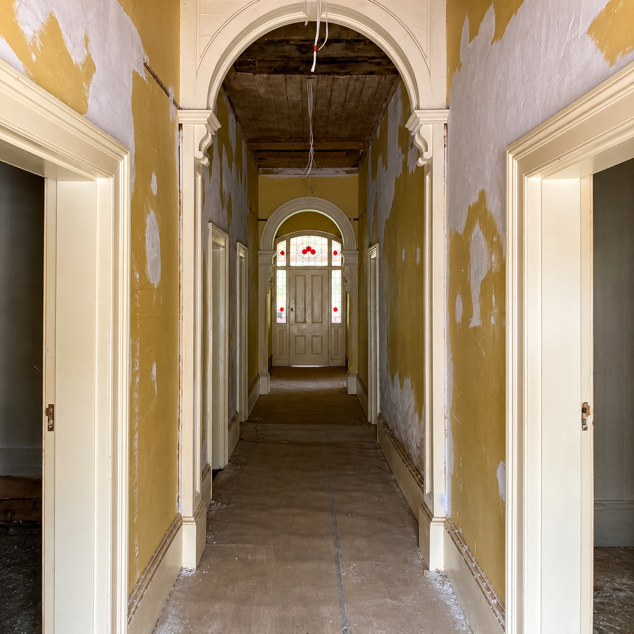 Original hallway before restoration showing heritage features prior to renovation works in Beechworth